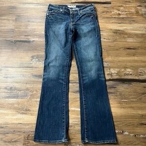 J & Company-J Brand Dark Blue Wash Distressed Low Rise Bootcut Womens Jean Denim